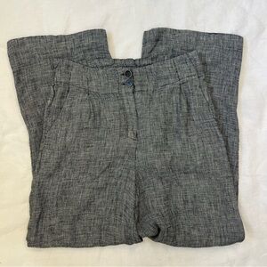 Mango Gray Linen Wide-Leg Trousers